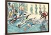 Crazy Cats at the Swim Meet-null-Framed Art Print