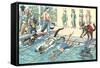 Crazy Cats at the Swim Meet-null-Framed Stretched Canvas