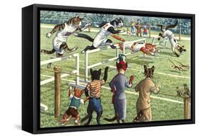 Crazy Cats at the Track Meet-null-Framed Stretched Canvas