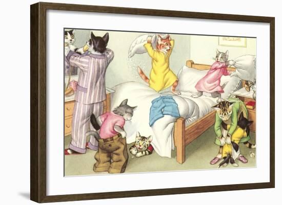 Crazy Cats Bedtime-null-Framed Art Print