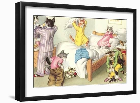 Crazy Cats Bedtime-null-Framed Art Print