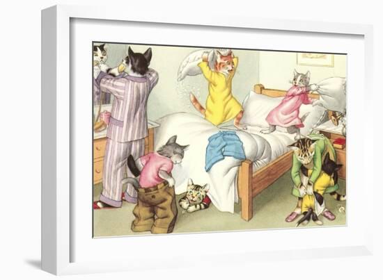 Crazy Cats Bedtime-null-Framed Art Print