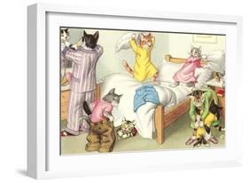 Crazy Cats Bedtime-null-Framed Art Print