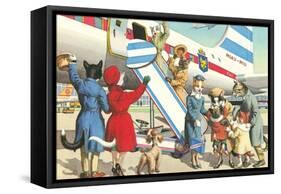 Crazy Cats Boarding Airplane-null-Framed Stretched Canvas