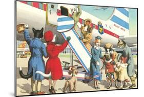 Crazy Cats Boarding Airplane-null-Mounted Art Print