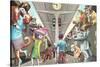 Crazy Cats Boarding the Train-null-Stretched Canvas