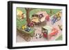 Crazy Cats Crash Car-null-Framed Art Print