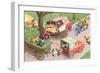 Crazy Cats Crash Car-null-Framed Art Print