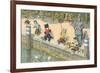 Crazy Cats Fishing-null-Framed Art Print