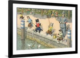 Crazy Cats Fishing-null-Framed Art Print