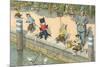 Crazy Cats Fishing-null-Mounted Art Print