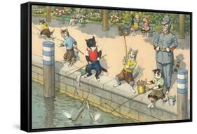 Crazy Cats Fishing-null-Framed Stretched Canvas