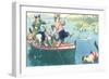 Crazy Cats Fishing-null-Framed Art Print