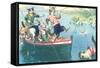 Crazy Cats Fishing-null-Framed Stretched Canvas