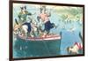 Crazy Cats Fishing-null-Framed Art Print