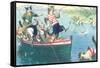 Crazy Cats Fishing-null-Framed Stretched Canvas