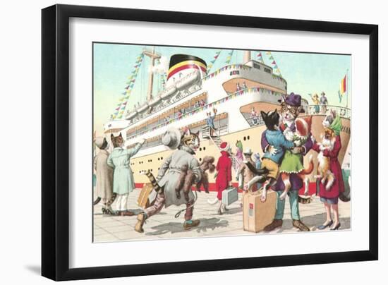 Crazy Cats Going on Cruise-null-Framed Art Print