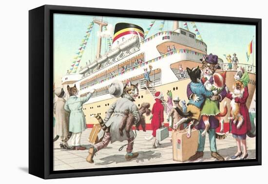Crazy Cats Going on Cruise-null-Framed Stretched Canvas