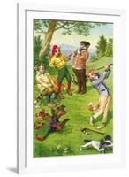 Crazy Cats Golfing-null-Framed Art Print