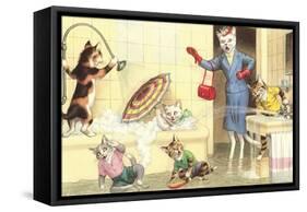 Crazy Cats in the Bathtub-null-Framed Stretched Canvas