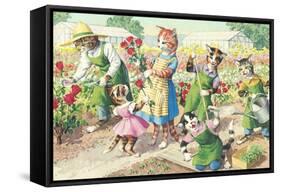 Crazy Cats in the Garden-null-Framed Stretched Canvas