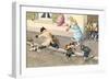 Crazy Cats in the Rain Storm-null-Framed Premium Giclee Print