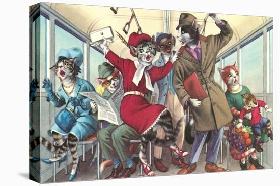 Crazy Cats in the Trolley-null-Stretched Canvas