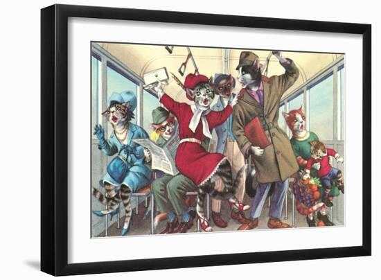 Crazy Cats in the Trolley-null-Framed Art Print