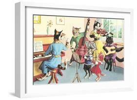 Crazy Cats Musical Ensemble-null-Framed Art Print