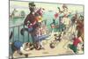 Crazy Cats on the Ocean Pier-null-Mounted Art Print