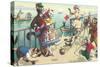 Crazy Cats on the Ocean Pier-null-Stretched Canvas