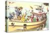 Crazy Cats on the Pary Boat-null-Stretched Canvas