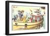 Crazy Cats on the Pary Boat-null-Framed Art Print