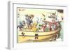 Crazy Cats on the Pary Boat-null-Framed Art Print