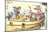 Crazy Cats on the Pary Boat-null-Mounted Art Print