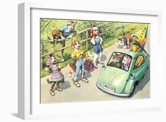 Crazy Cats on the Road-null-Framed Art Print