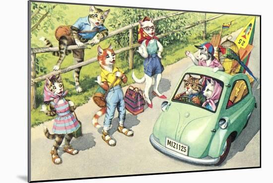 Crazy Cats on the Road-null-Mounted Art Print