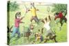 Crazy Cats Playing Badminton-null-Stretched Canvas
