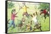 Crazy Cats Playing Badminton-null-Framed Stretched Canvas