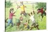 Crazy Cats Playing Badminton-null-Stretched Canvas