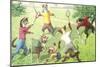 Crazy Cats Playing Badminton-null-Mounted Art Print