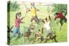 Crazy Cats Playing Badminton-null-Stretched Canvas