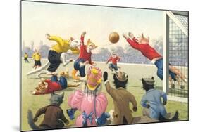 Crazy Cats Playing Soccer-null-Mounted Art Print