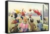 Crazy Cats Playing Soccer-null-Framed Stretched Canvas