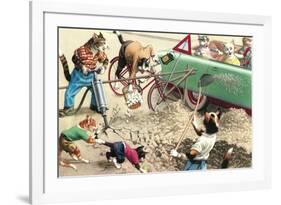 Crazy Cats Road Maintenance-null-Framed Art Print