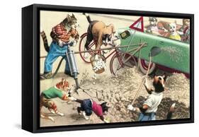 Crazy Cats Road Maintenance-null-Framed Stretched Canvas