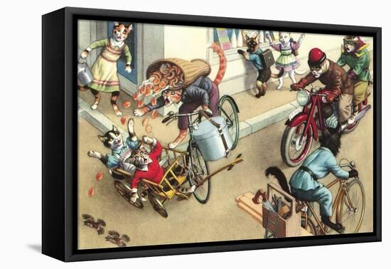 Crazy Cats Street Scene-null-Framed Stretched Canvas