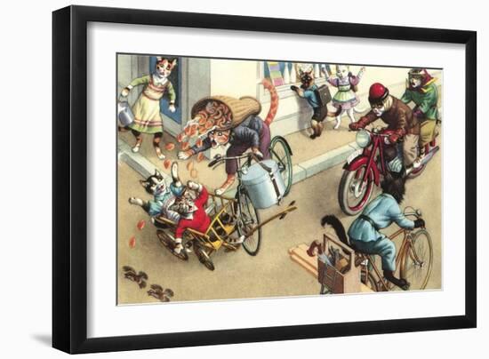 Crazy Cats Street Scene-null-Framed Art Print