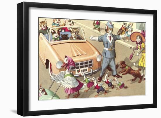 Crazy Cats Street Scene-null-Framed Art Print