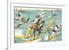 Crazy Cats Waterskiing-null-Framed Art Print